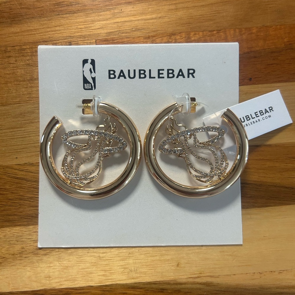 BaubleBar Gold and Silver Miami Heat Hoop Earrings